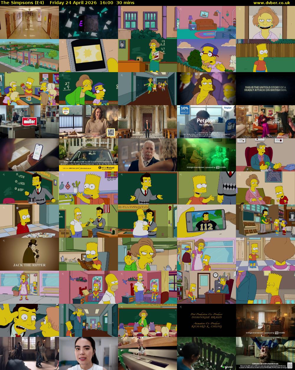 The Simpsons (E4) Friday 24 April 2026 16:00 - 16:30