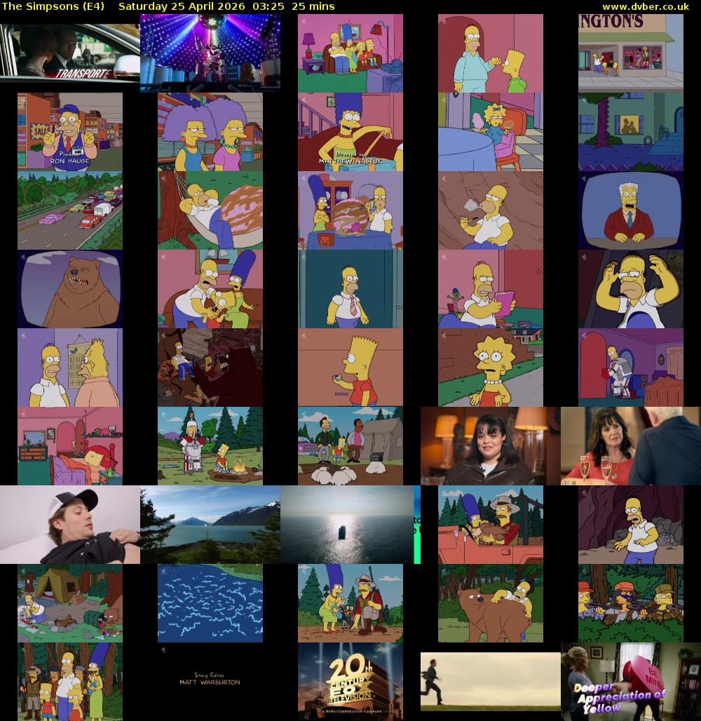 The Simpsons (E4) Saturday 25 April 2026 03:25 - 03:50