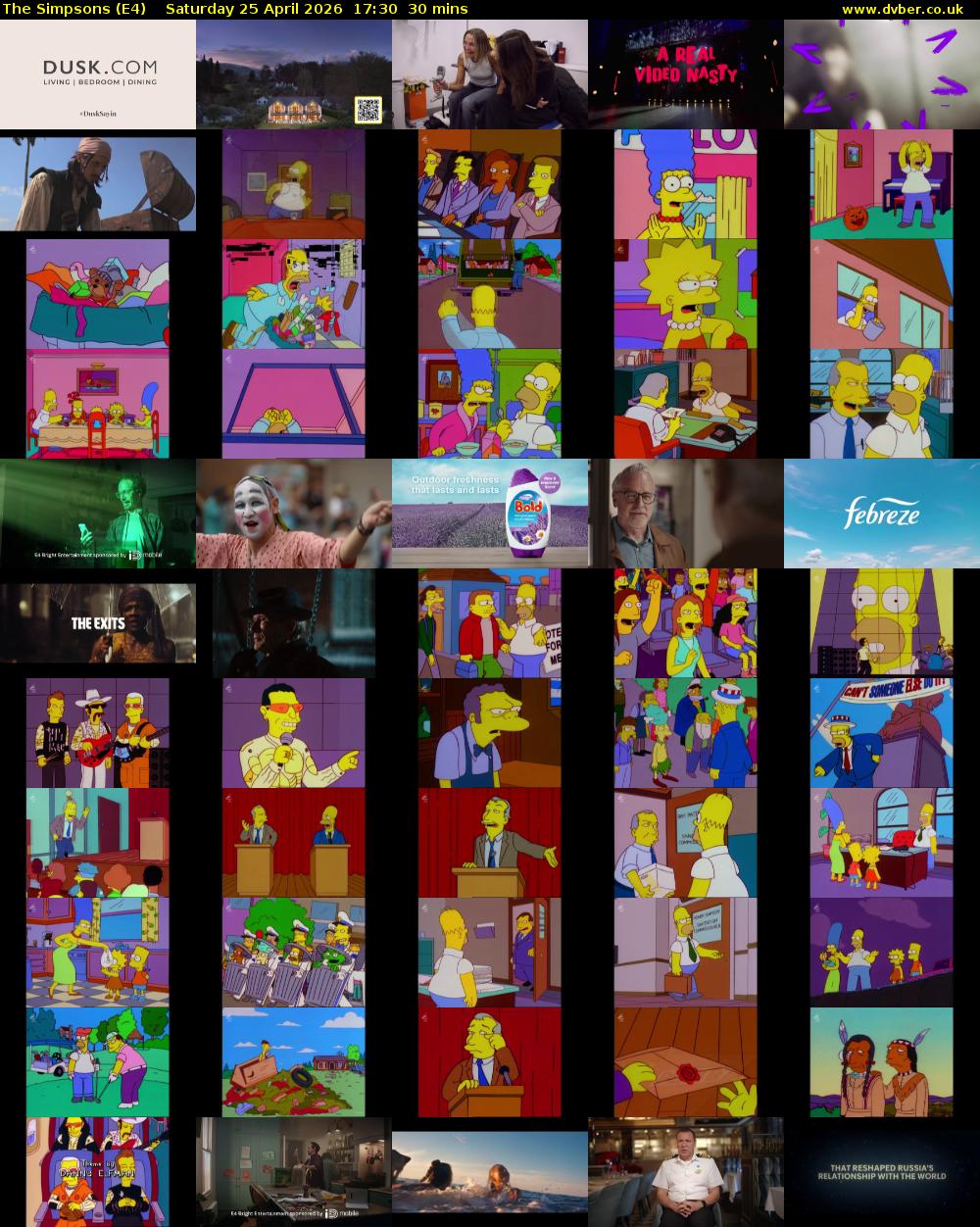 The Simpsons (E4) Saturday 25 April 2026 17:30 - 18:00
