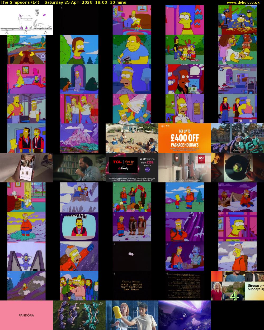 The Simpsons (E4) Saturday 25 April 2026 18:00 - 18:30