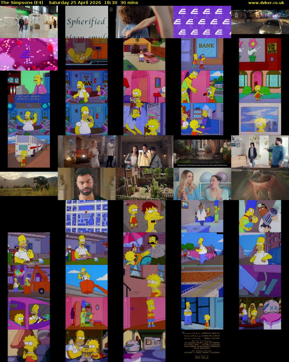 The Simpsons (E4) Saturday 25 April 2026 18:30 - 19:00