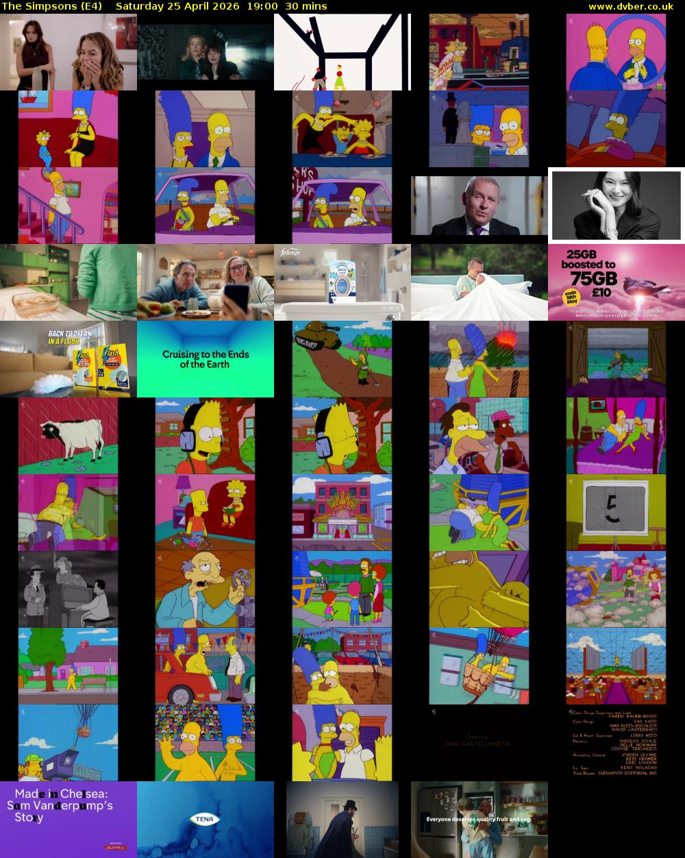 The Simpsons (E4) Saturday 25 April 2026 19:00 - 19:30