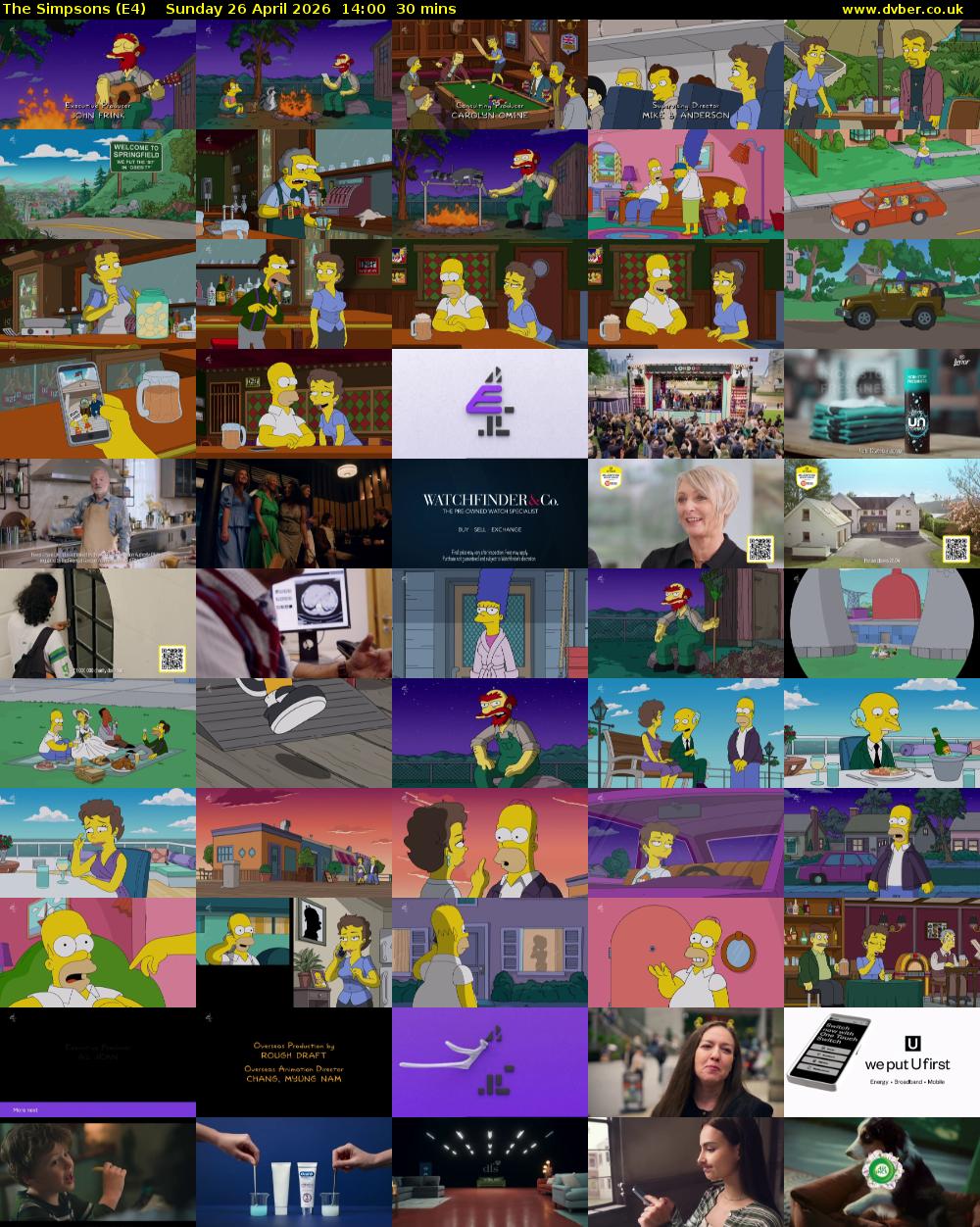 The Simpsons (E4) Sunday 26 April 2026 14:00 - 14:30