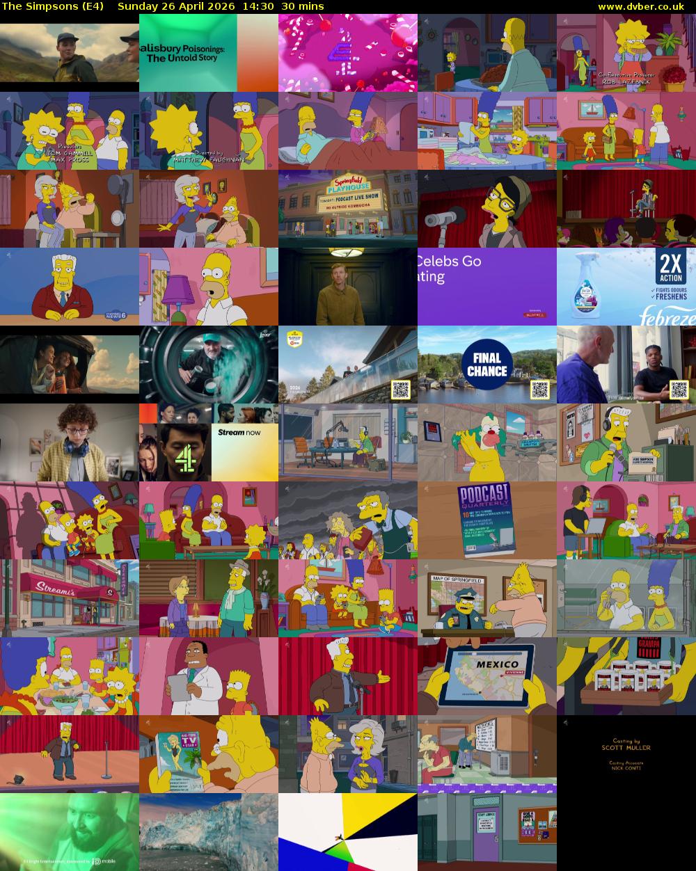 The Simpsons (E4) Sunday 26 April 2026 14:30 - 15:00