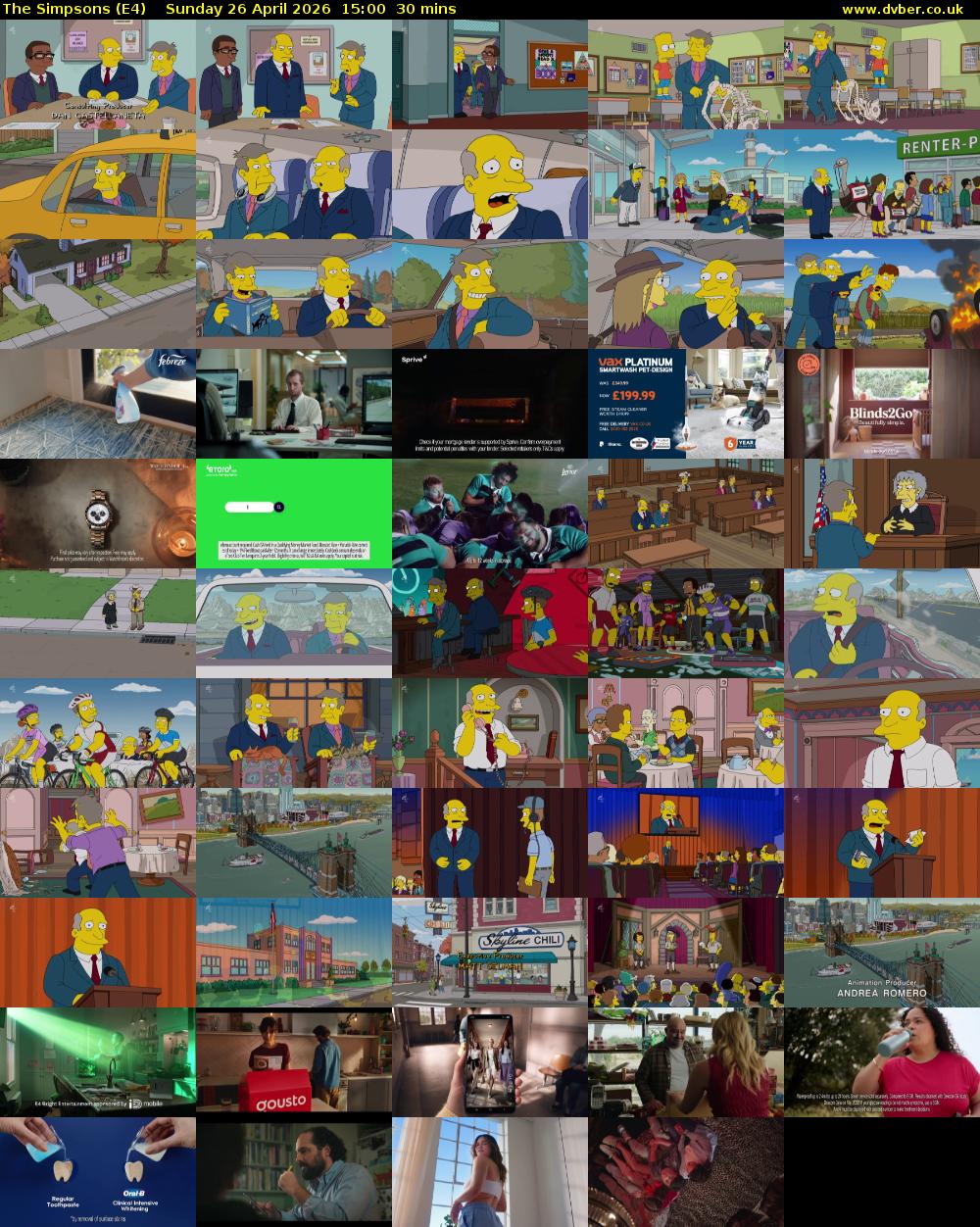 The Simpsons (E4) Sunday 26 April 2026 15:00 - 15:30