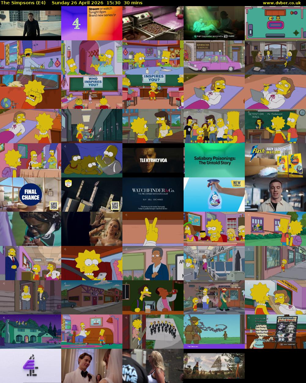 The Simpsons (E4) Sunday 26 April 2026 15:30 - 16:00