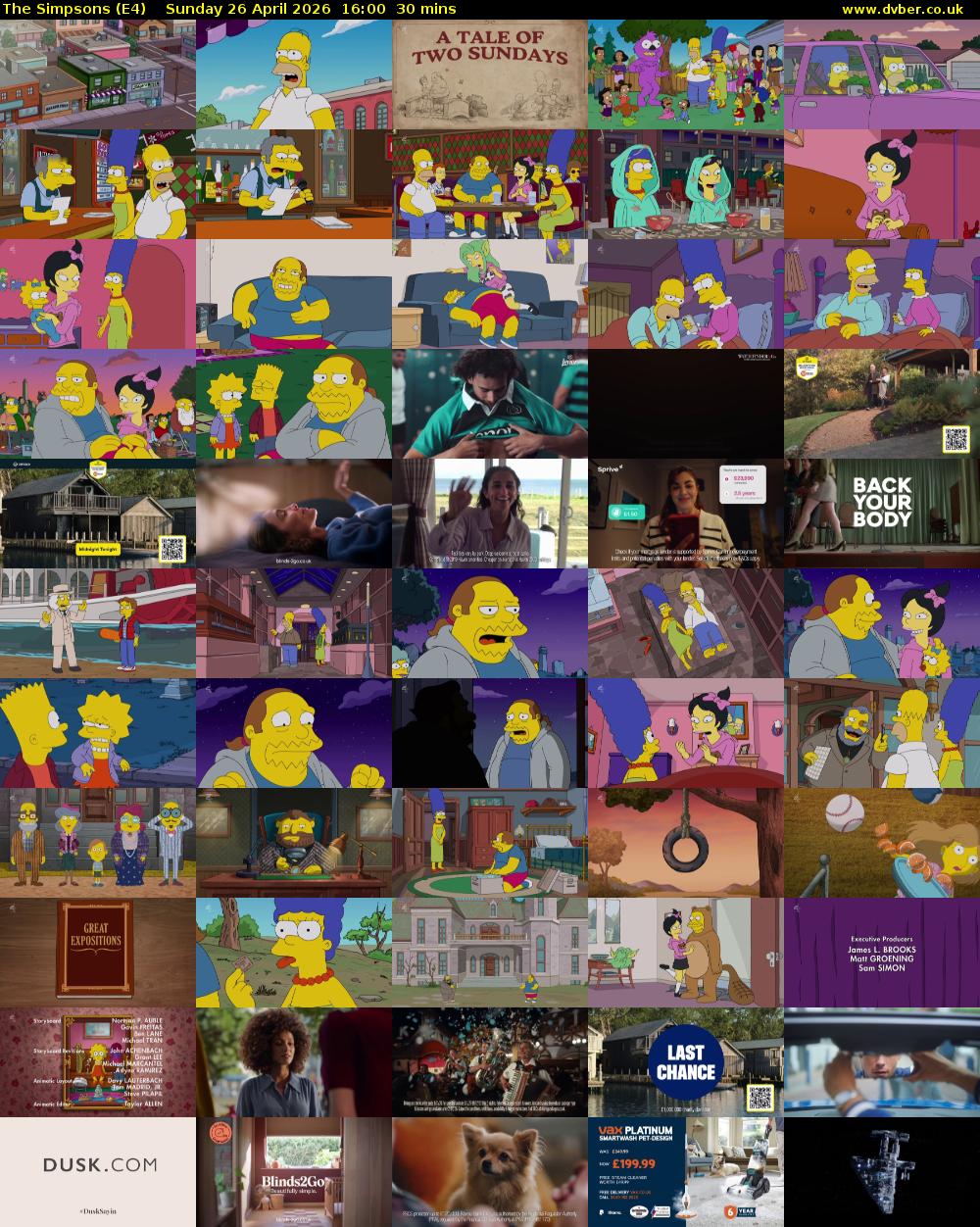 The Simpsons (E4) Sunday 26 April 2026 16:00 - 16:30