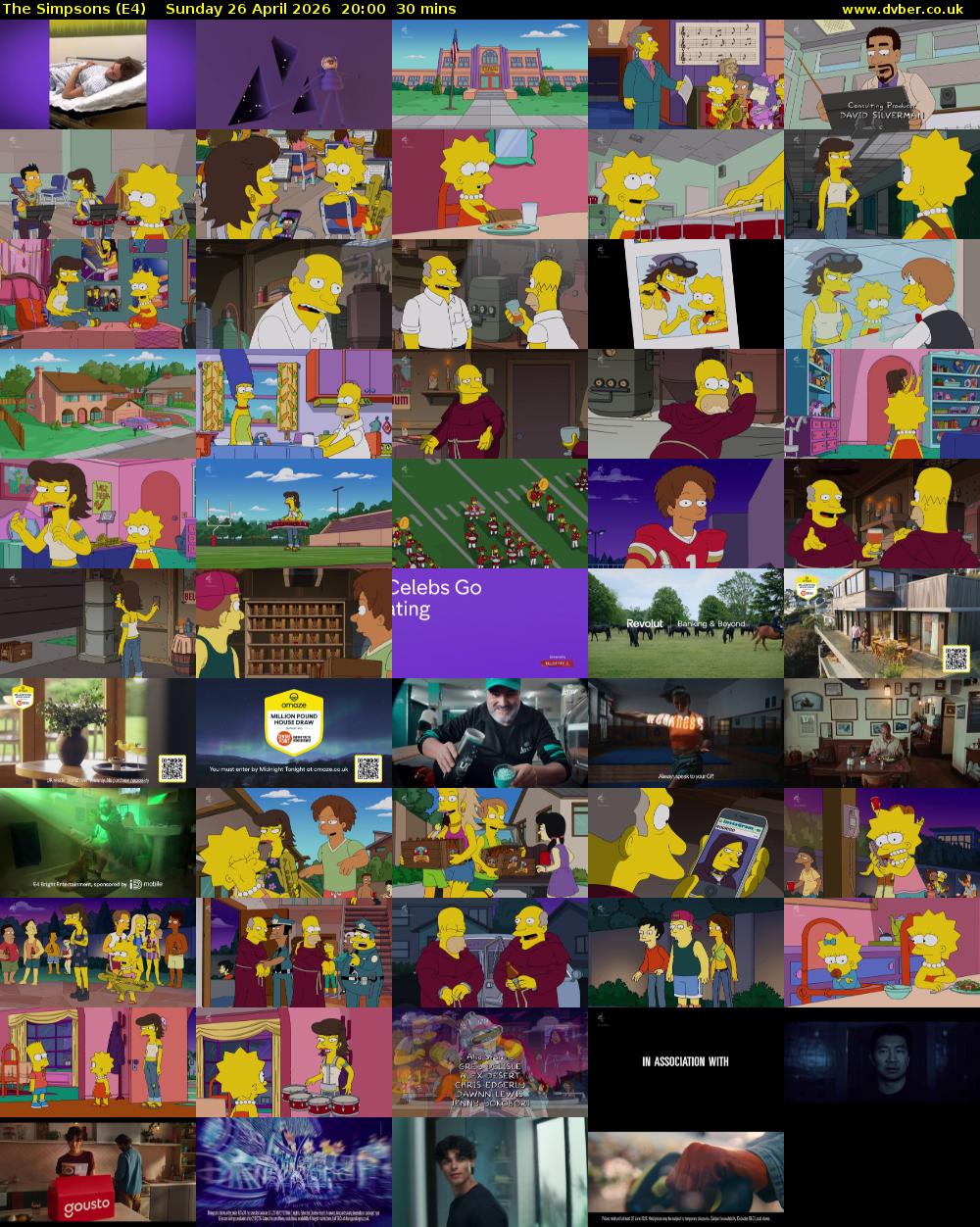 The Simpsons (E4) Sunday 26 April 2026 20:00 - 20:30