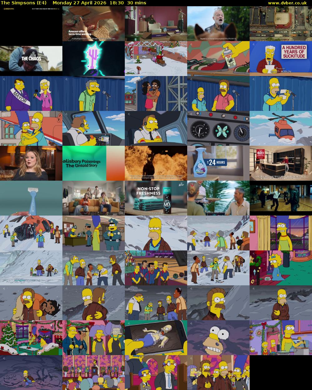 The Simpsons (E4) Monday 27 April 2026 18:30 - 19:00