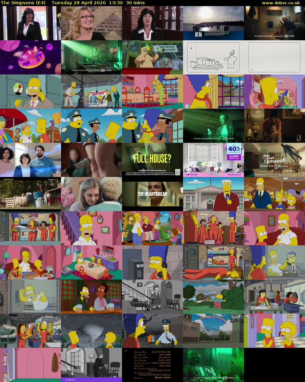 The Simpsons (E4) Tuesday 28 April 2026 13:30 - 14:00