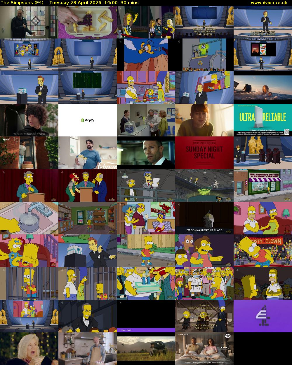 The Simpsons (E4) Tuesday 28 April 2026 14:00 - 14:30