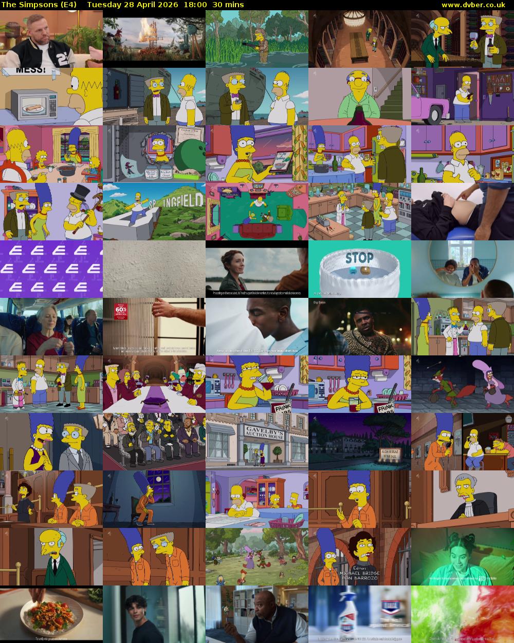 The Simpsons (E4) Tuesday 28 April 2026 18:00 - 18:30