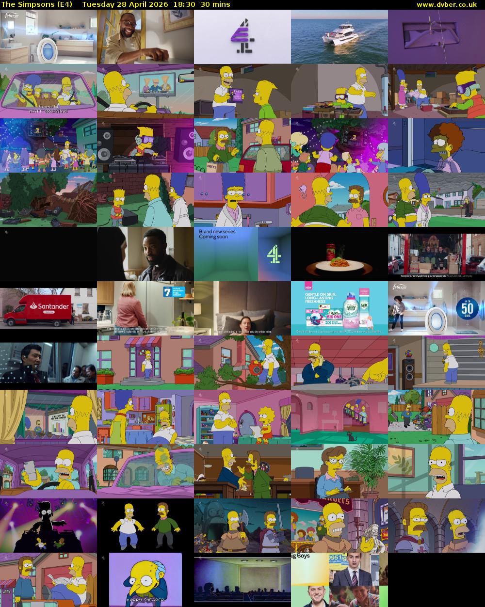 The Simpsons (E4) Tuesday 28 April 2026 18:30 - 19:00
