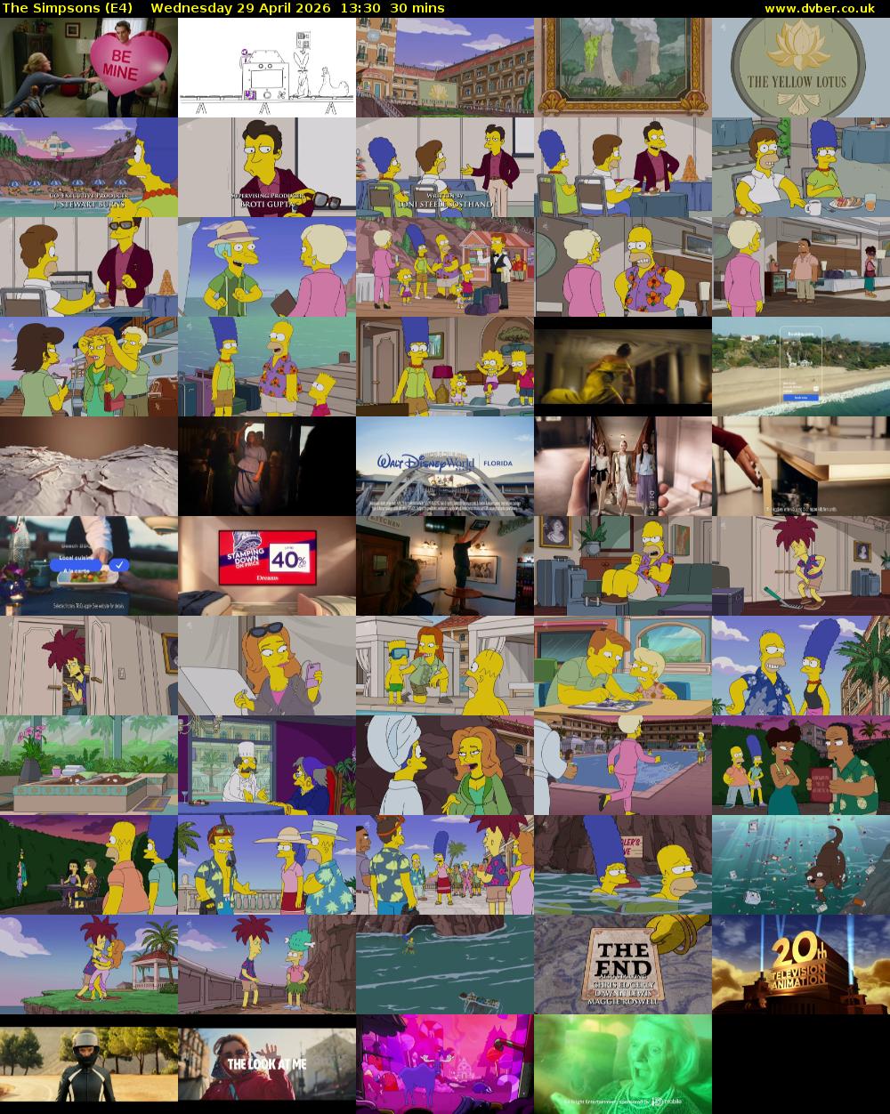 The Simpsons (E4) Wednesday 29 April 2026 13:30 - 14:00