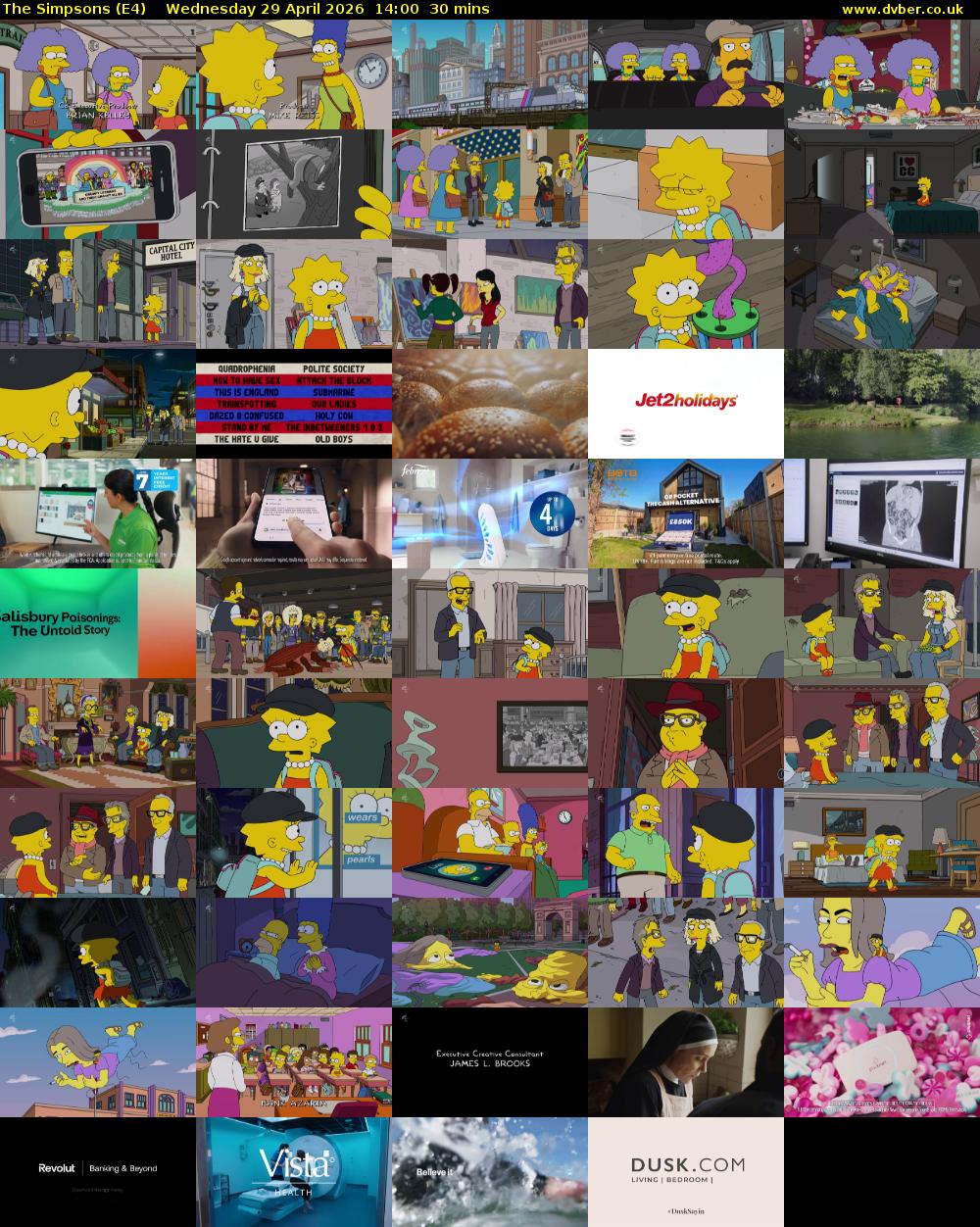 The Simpsons (E4) Wednesday 29 April 2026 14:00 - 14:30
