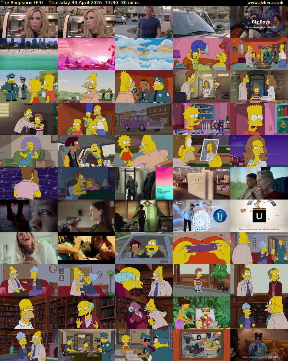 The Simpsons (E4) Thursday 30 April 2026 13:30 - 14:00