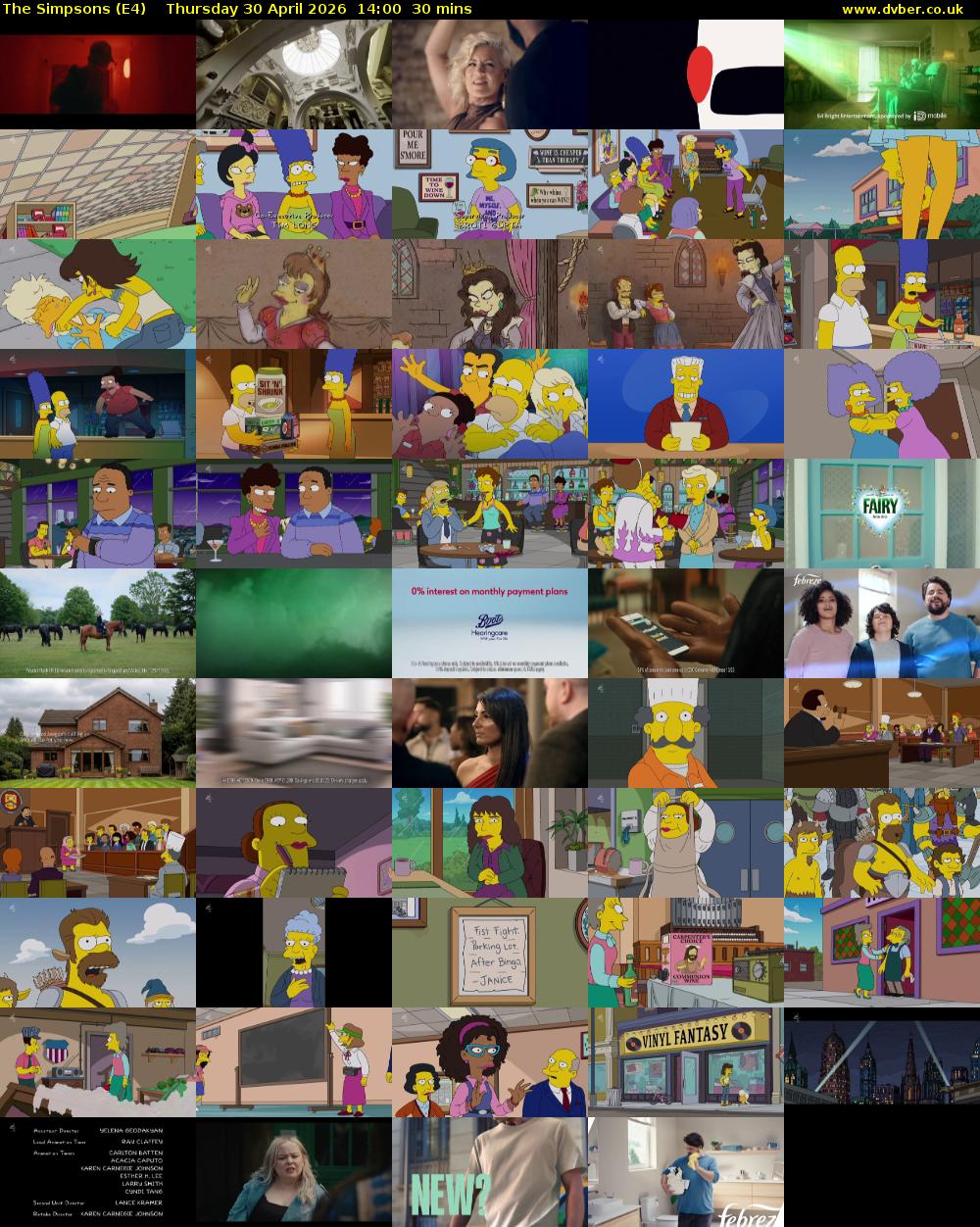 The Simpsons (E4) Thursday 30 April 2026 14:00 - 14:30