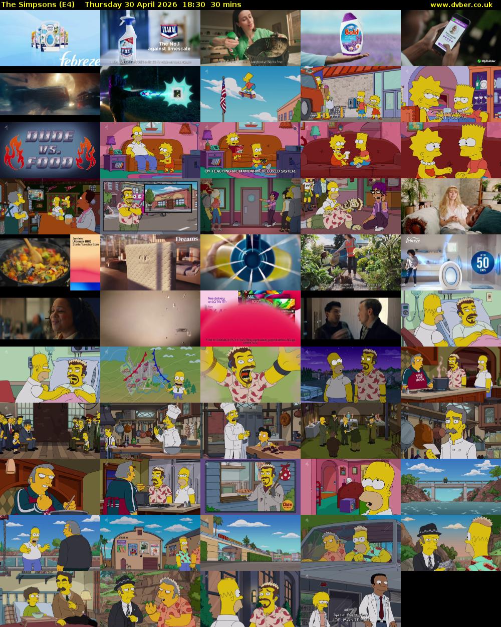 The Simpsons (E4) Thursday 30 April 2026 18:30 - 19:00