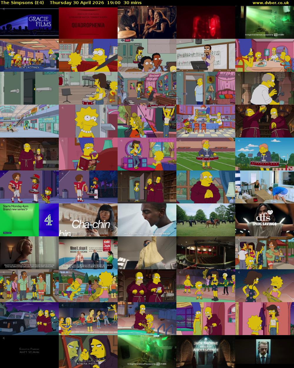 The Simpsons (E4) Thursday 30 April 2026 19:00 - 19:30