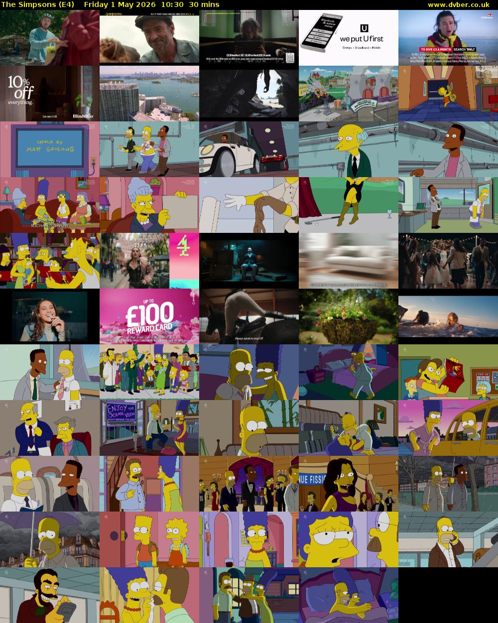 The Simpsons (E4) Friday 1 May 2026 10:30 - 11:00