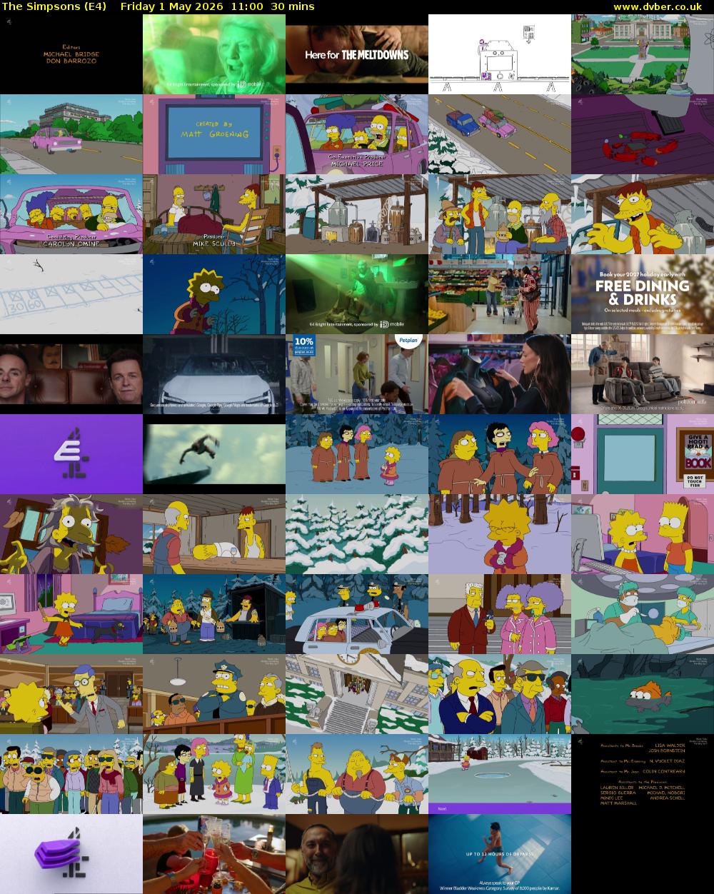 The Simpsons (E4) Friday 1 May 2026 11:00 - 11:30