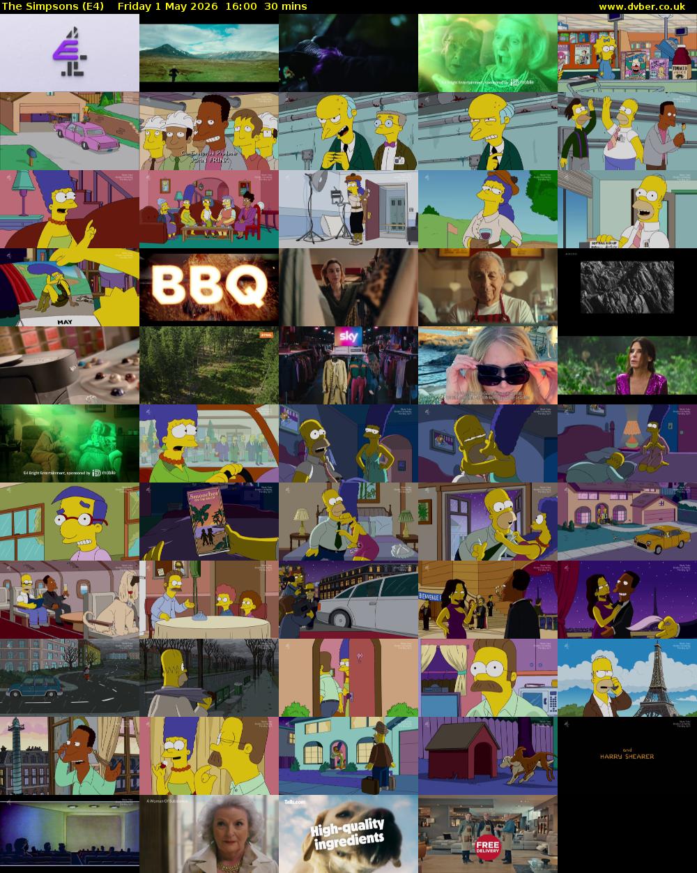 The Simpsons (E4) Friday 1 May 2026 16:00 - 16:30