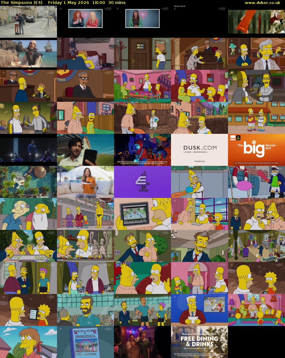 The Simpsons (E4) Friday 1 May 2026 18:00 - 18:30