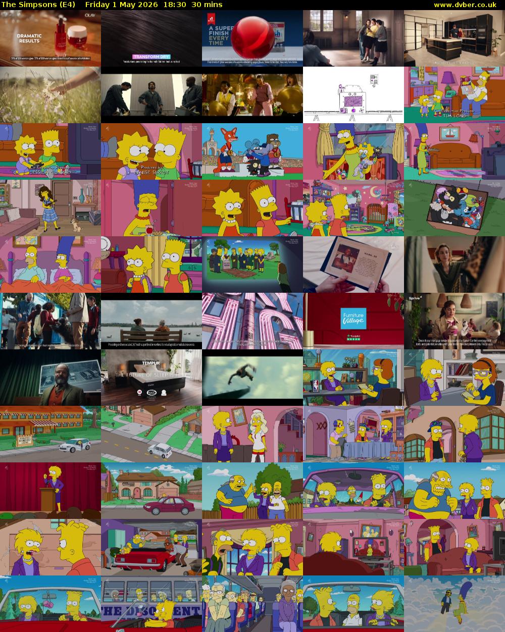 The Simpsons (E4) Friday 1 May 2026 18:30 - 19:00