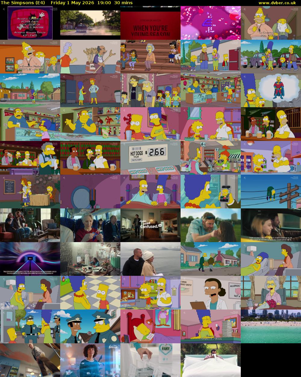 The Simpsons (E4) Friday 1 May 2026 19:00 - 19:30