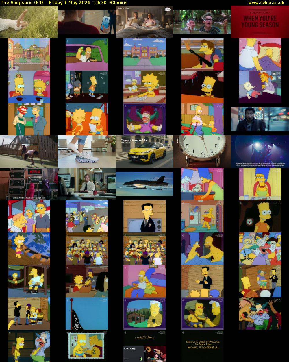 The Simpsons (E4) Friday 1 May 2026 19:30 - 20:00