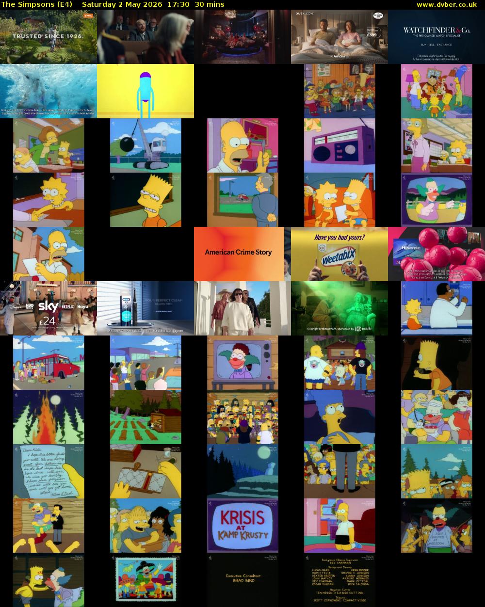 The Simpsons (E4) Saturday 2 May 2026 17:30 - 18:00