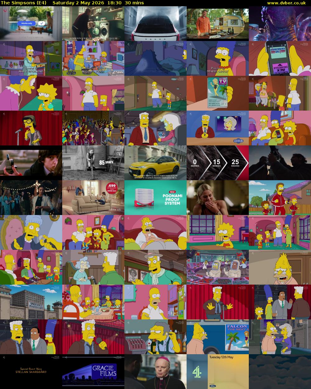 The Simpsons (E4) Saturday 2 May 2026 18:30 - 19:00