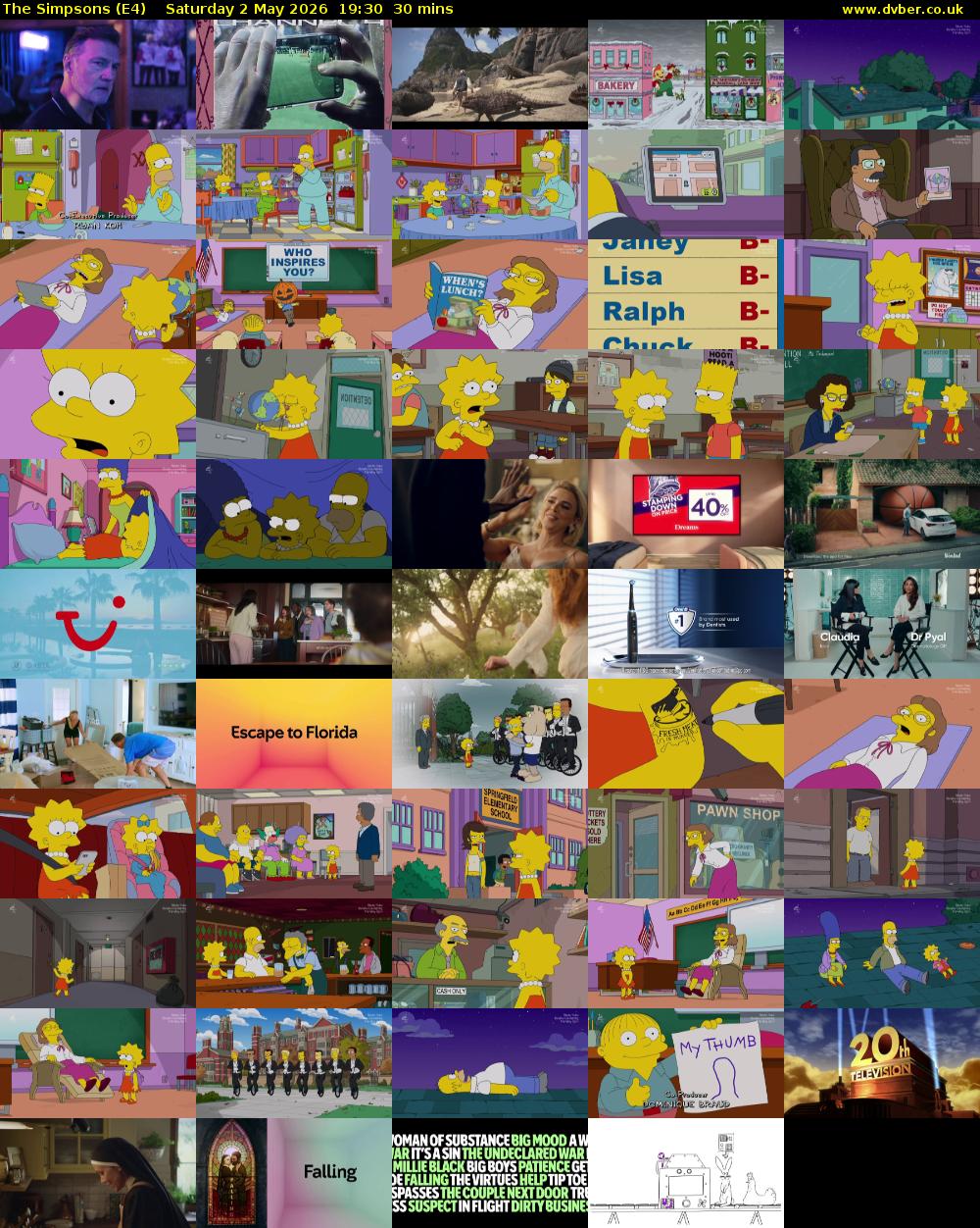The Simpsons (E4) Saturday 2 May 2026 19:30 - 20:00