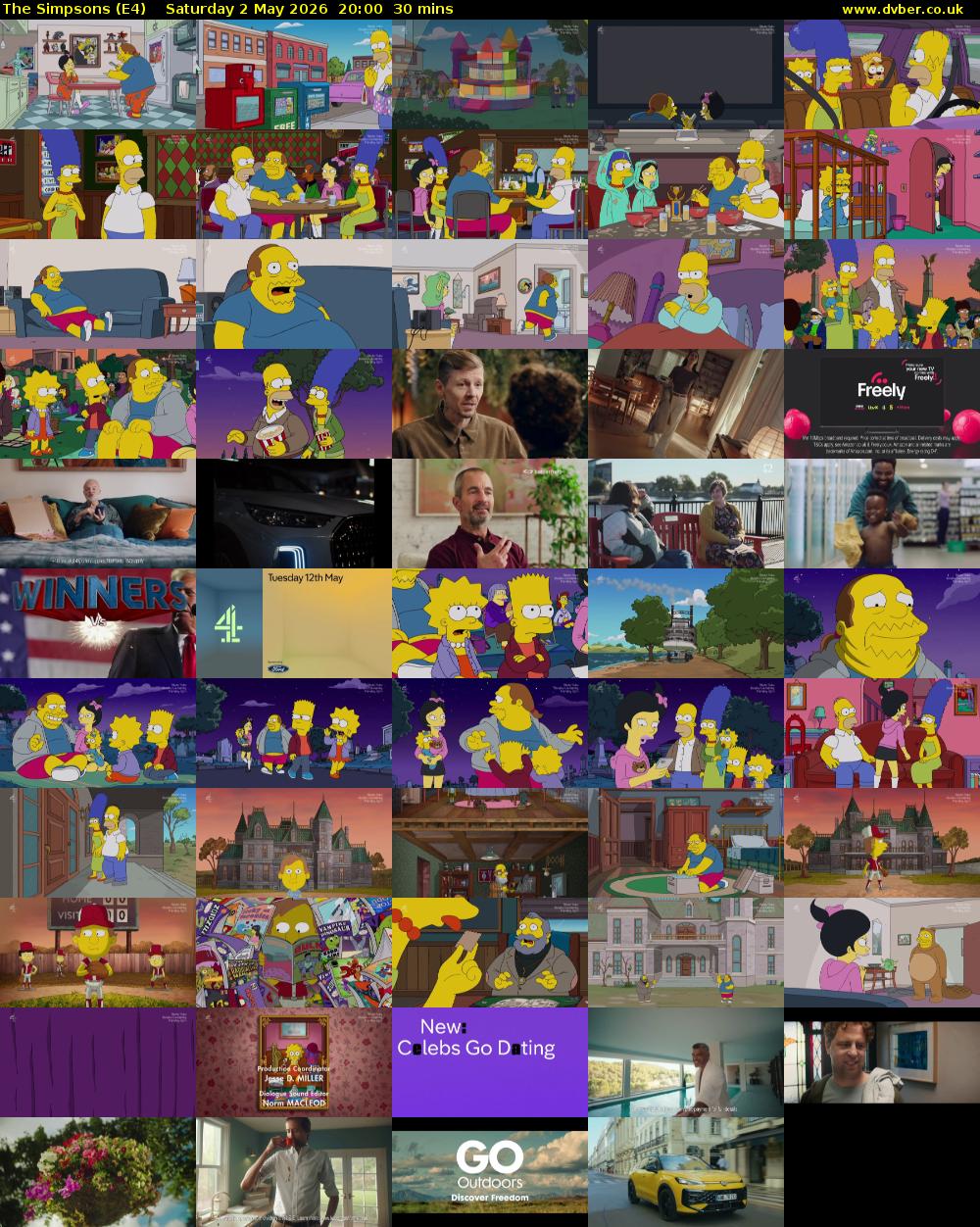 The Simpsons (E4) Saturday 2 May 2026 20:00 - 20:30