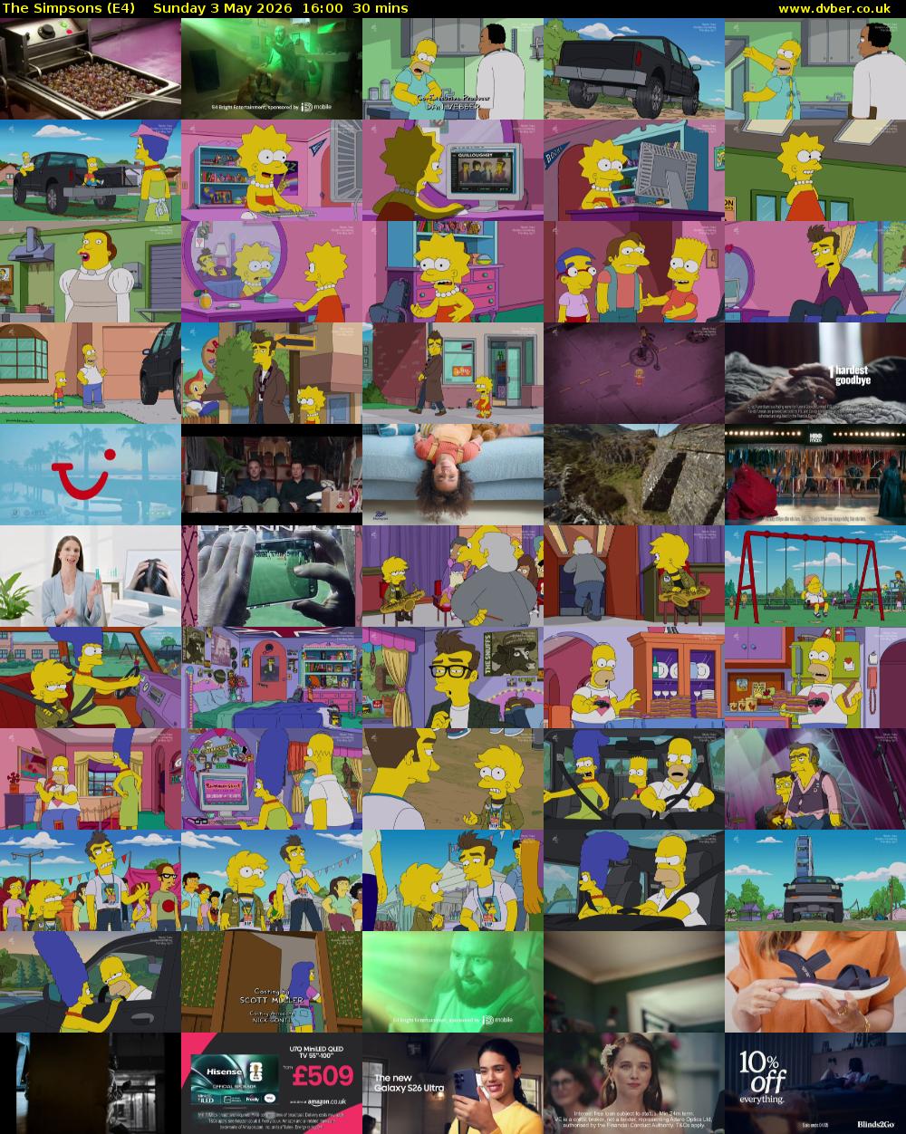 The Simpsons (E4) Sunday 3 May 2026 16:00 - 16:30