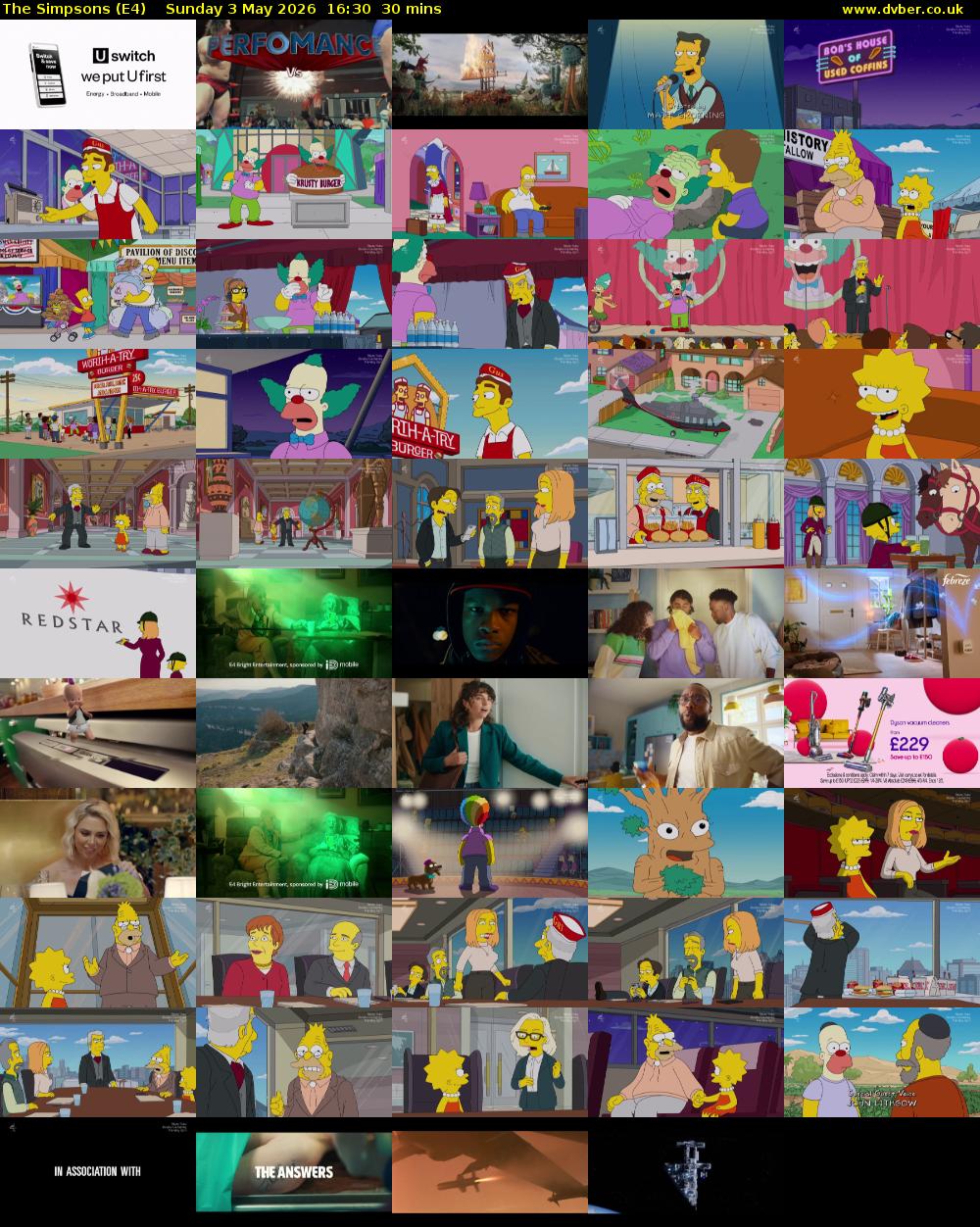 The Simpsons (E4) Sunday 3 May 2026 16:30 - 17:00