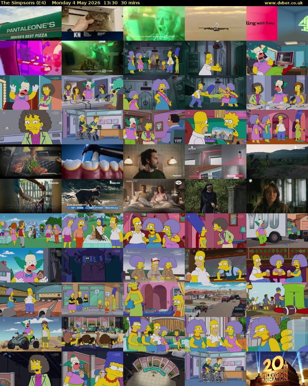 The Simpsons (E4) Monday 4 May 2026 13:30 - 14:00