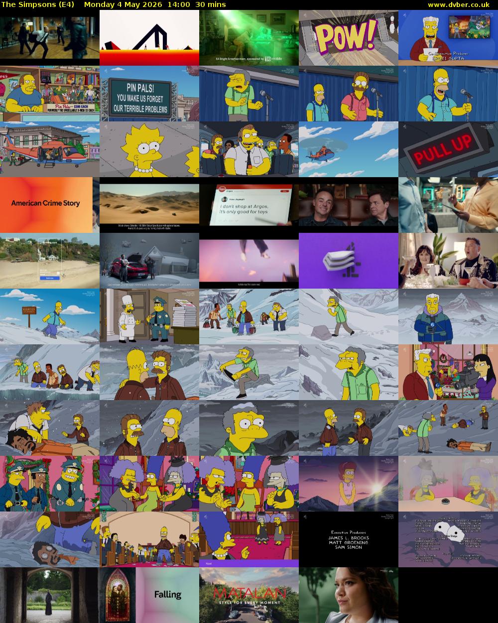 The Simpsons (E4) Monday 4 May 2026 14:00 - 14:30