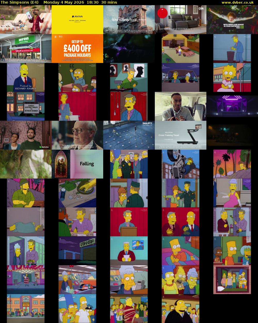 The Simpsons (E4) Monday 4 May 2026 18:30 - 19:00