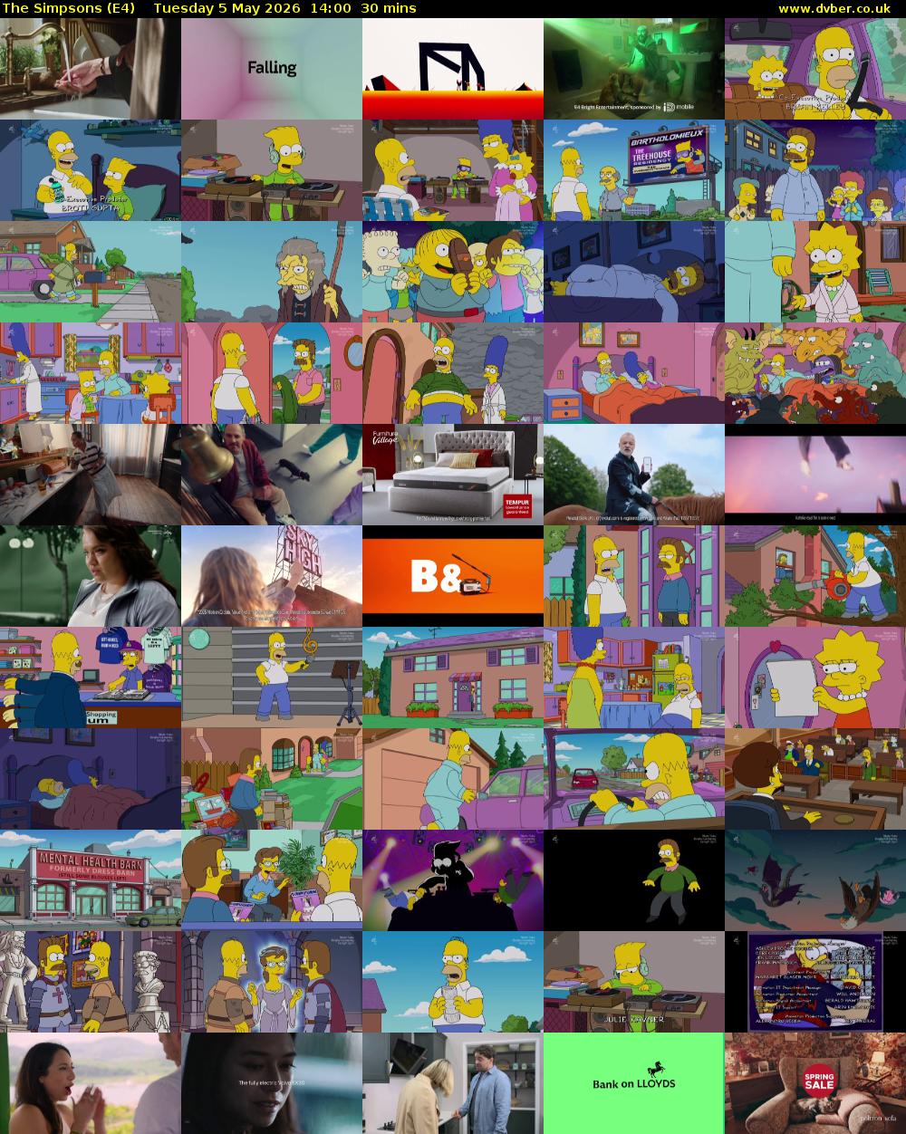 The Simpsons (E4) Tuesday 5 May 2026 14:00 - 14:30