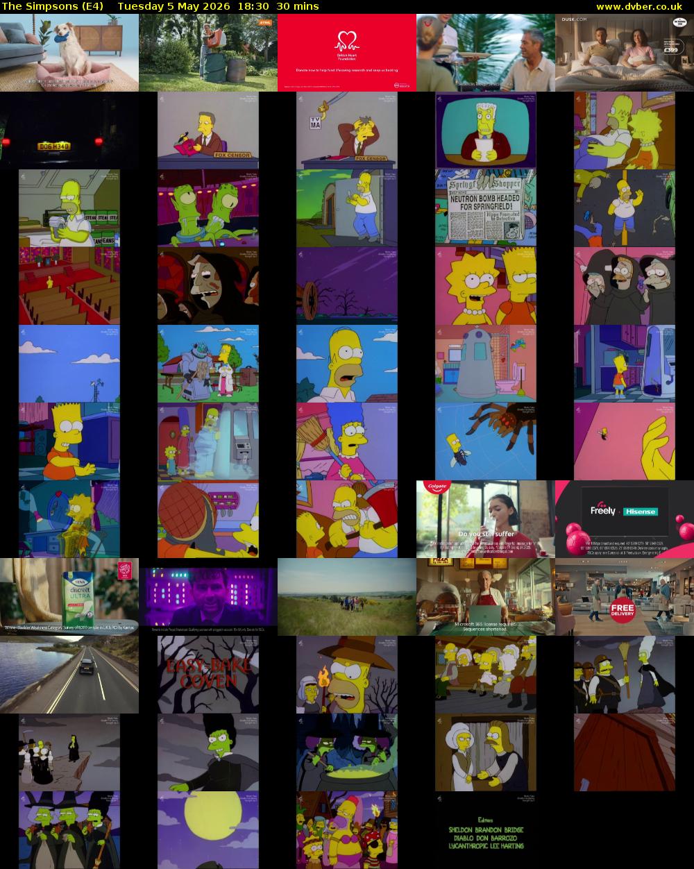 The Simpsons (E4) Tuesday 5 May 2026 18:30 - 19:00