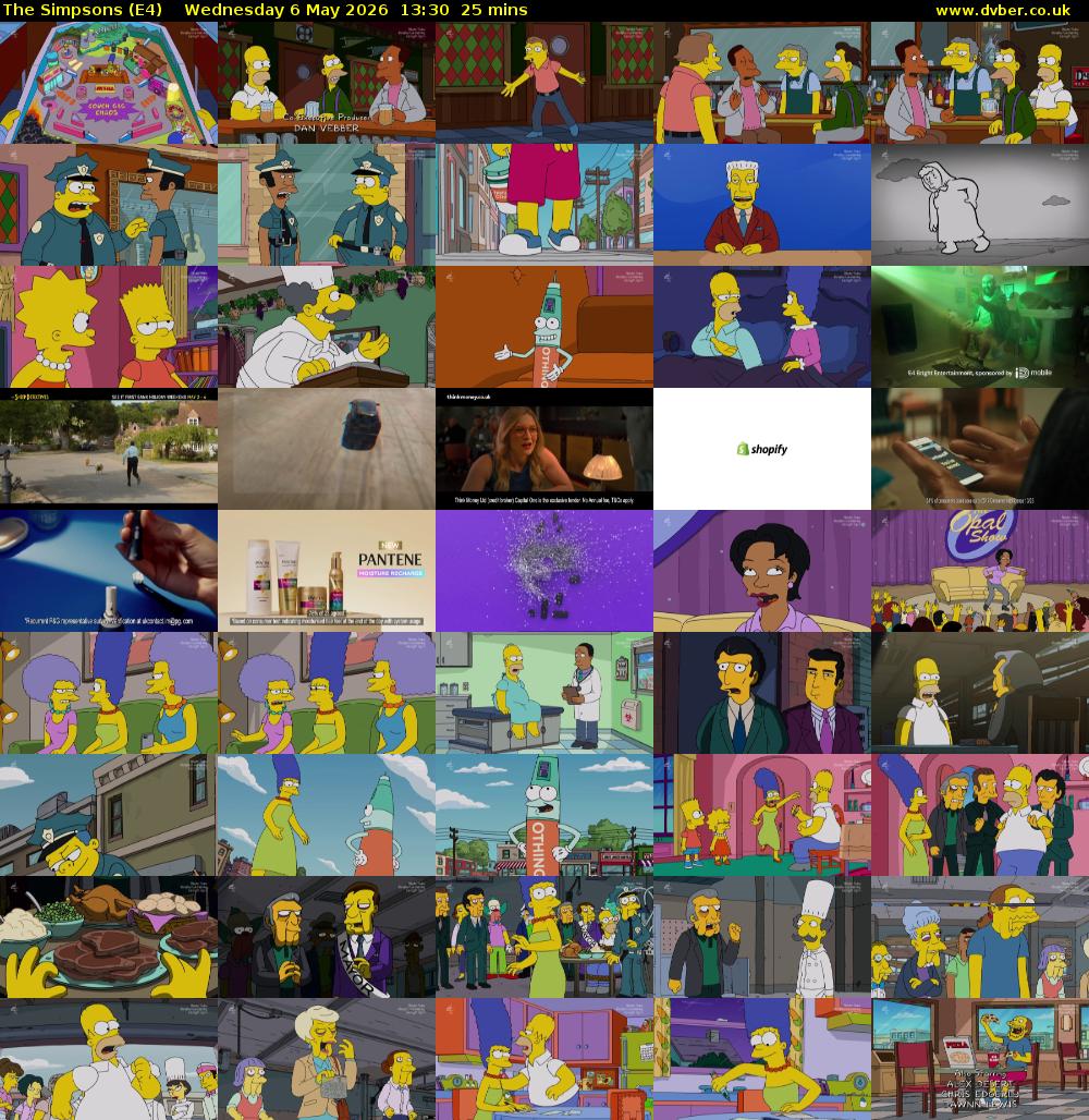 The Simpsons (E4) Wednesday 6 May 2026 13:30 - 13:55
