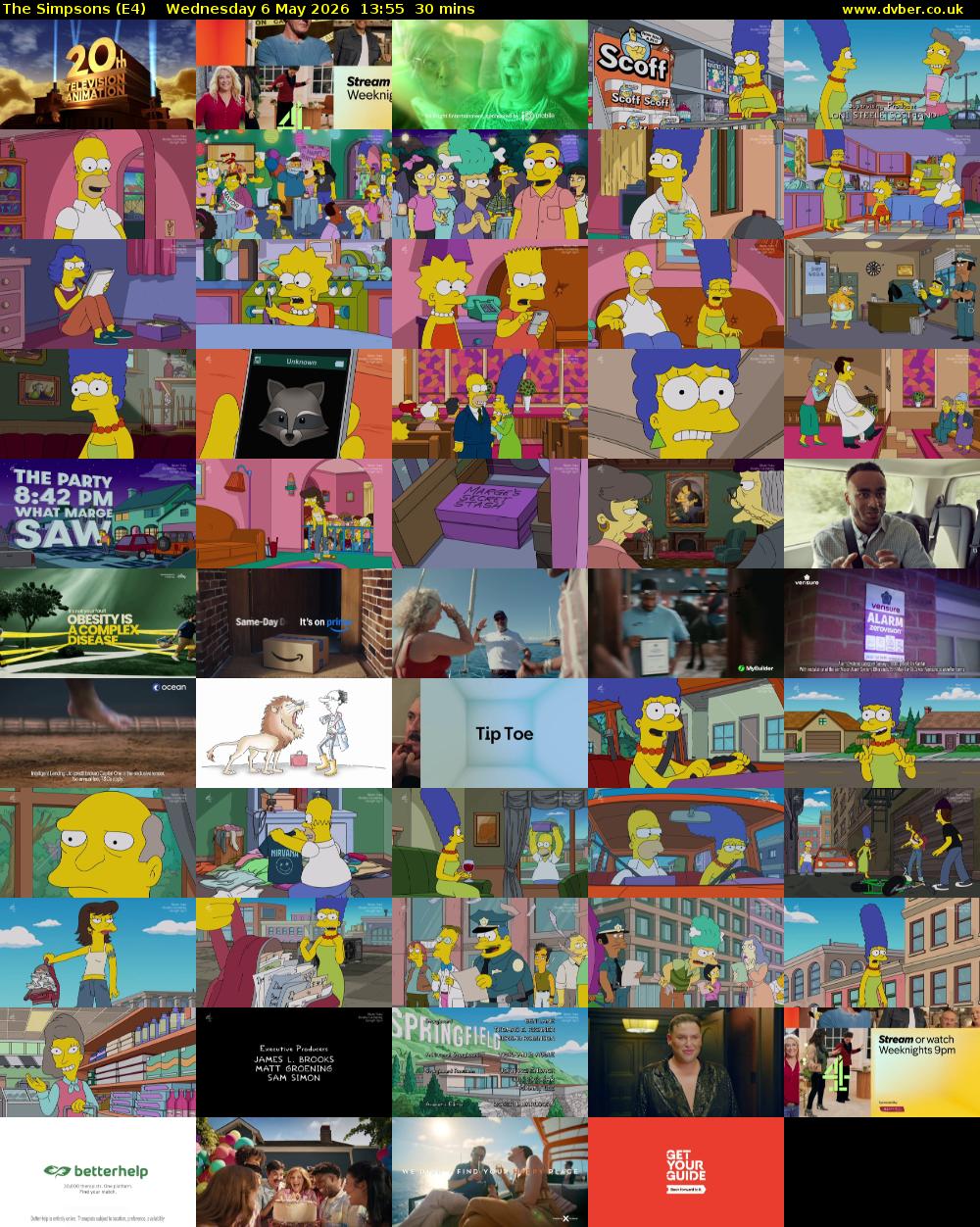 The Simpsons (E4) Wednesday 6 May 2026 13:55 - 14:25
