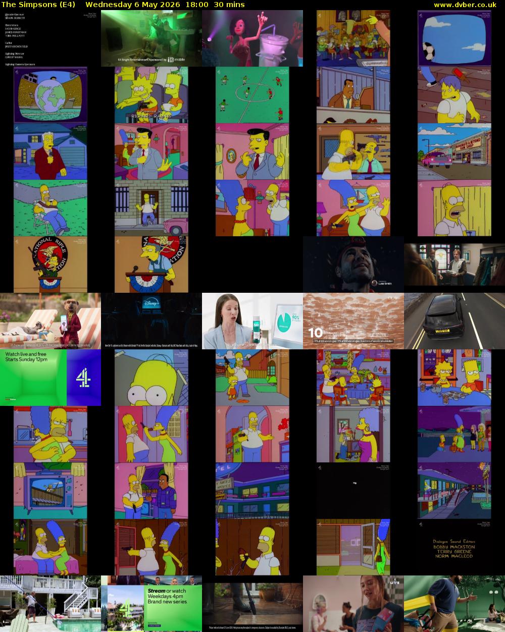 The Simpsons (E4) Wednesday 6 May 2026 18:00 - 18:30