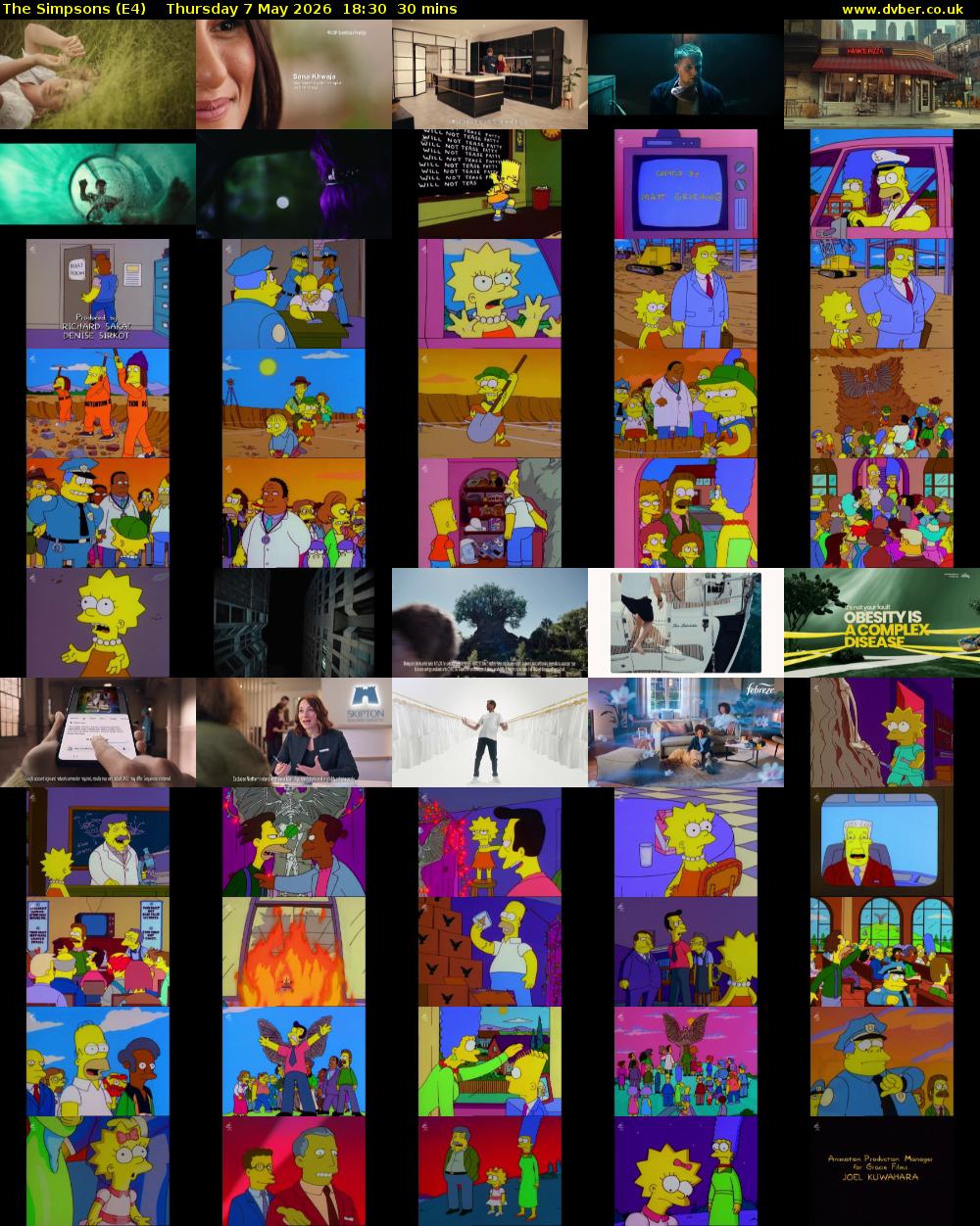 The Simpsons (E4) Thursday 7 May 2026 18:30 - 19:00