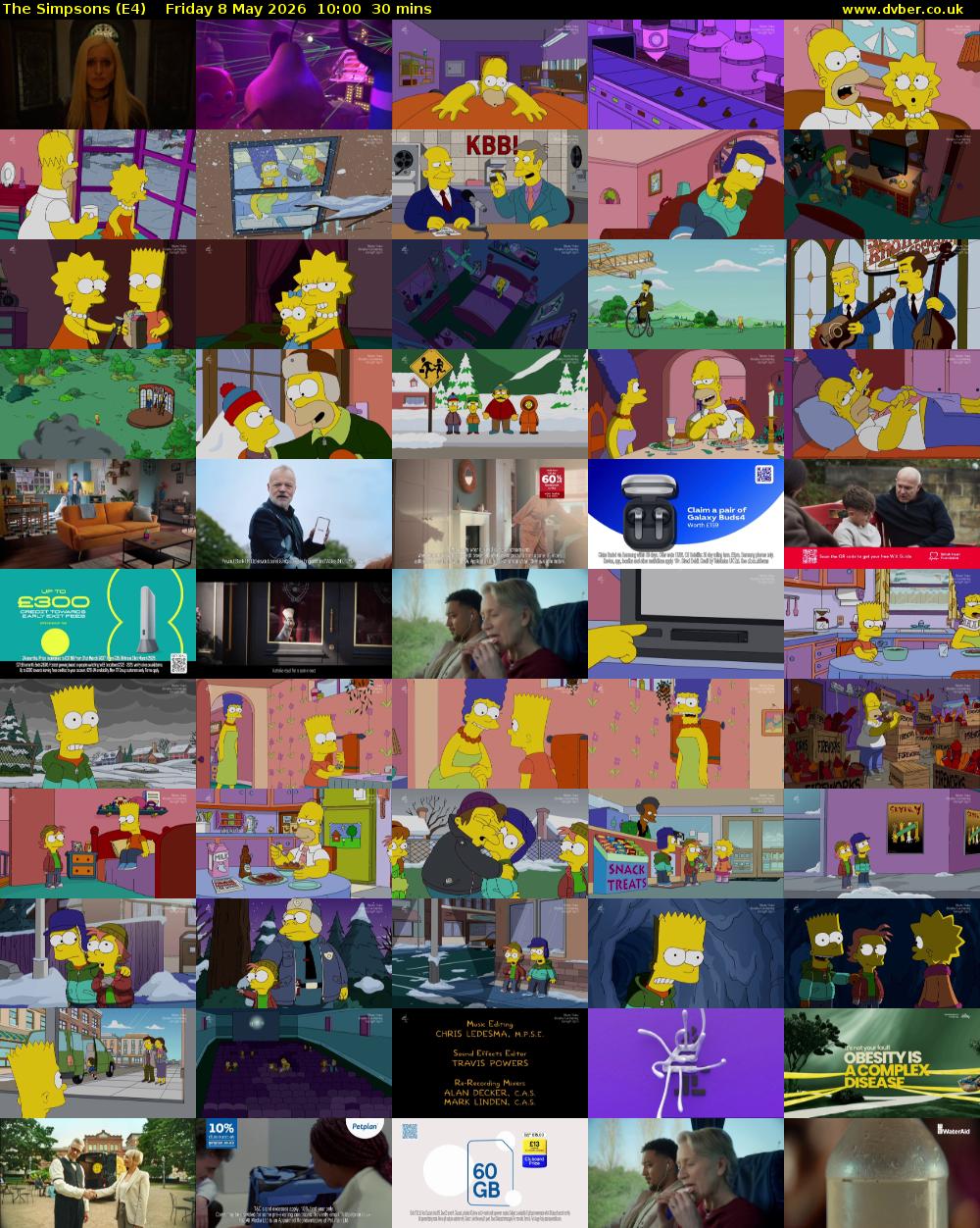 The Simpsons (E4) Friday 8 May 2026 10:00 - 10:30