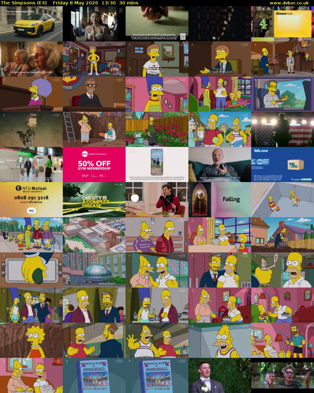 The Simpsons (E4) Friday 8 May 2026 13:30 - 14:00