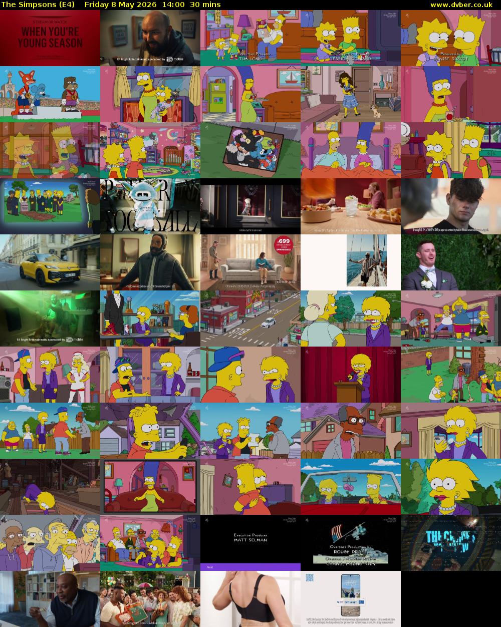 The Simpsons (E4) Friday 8 May 2026 14:00 - 14:30