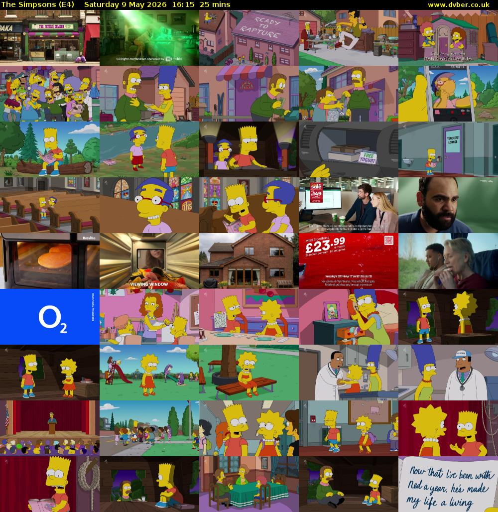 The Simpsons (E4) Saturday 9 May 2026 16:15 - 16:40