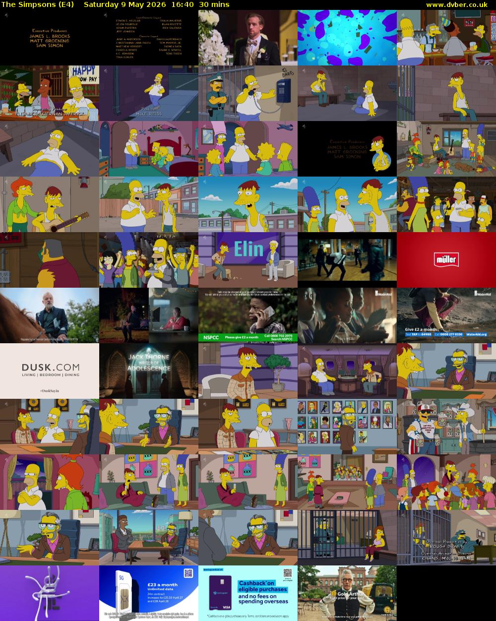 The Simpsons (E4) Saturday 9 May 2026 16:40 - 17:10